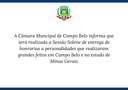 Câmara Municipal de Campo Belo anuncia Sessão Solene de Entrega de Honrarias