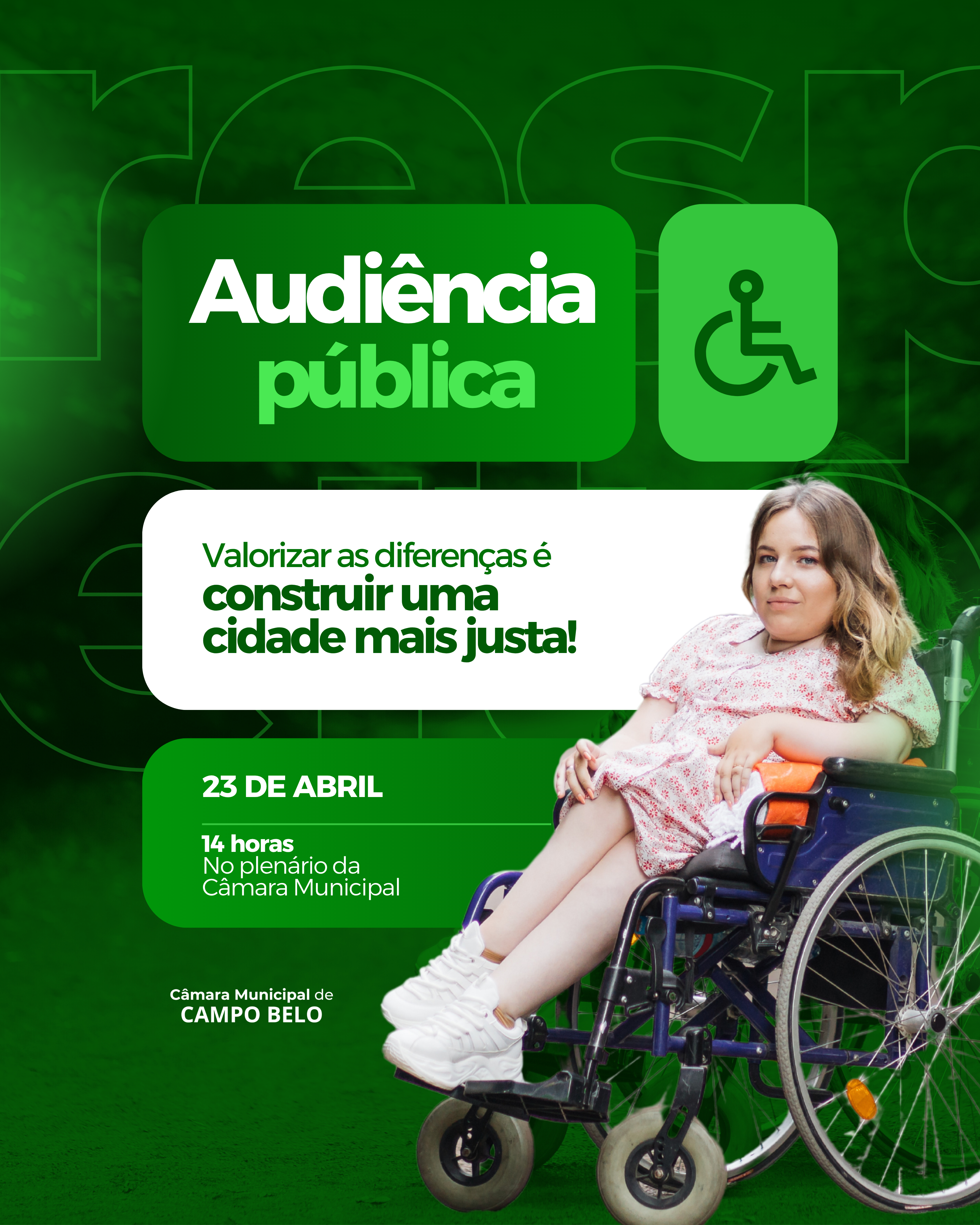 Campo Belo terá audiência pública sobre acessibilidade e inclusão