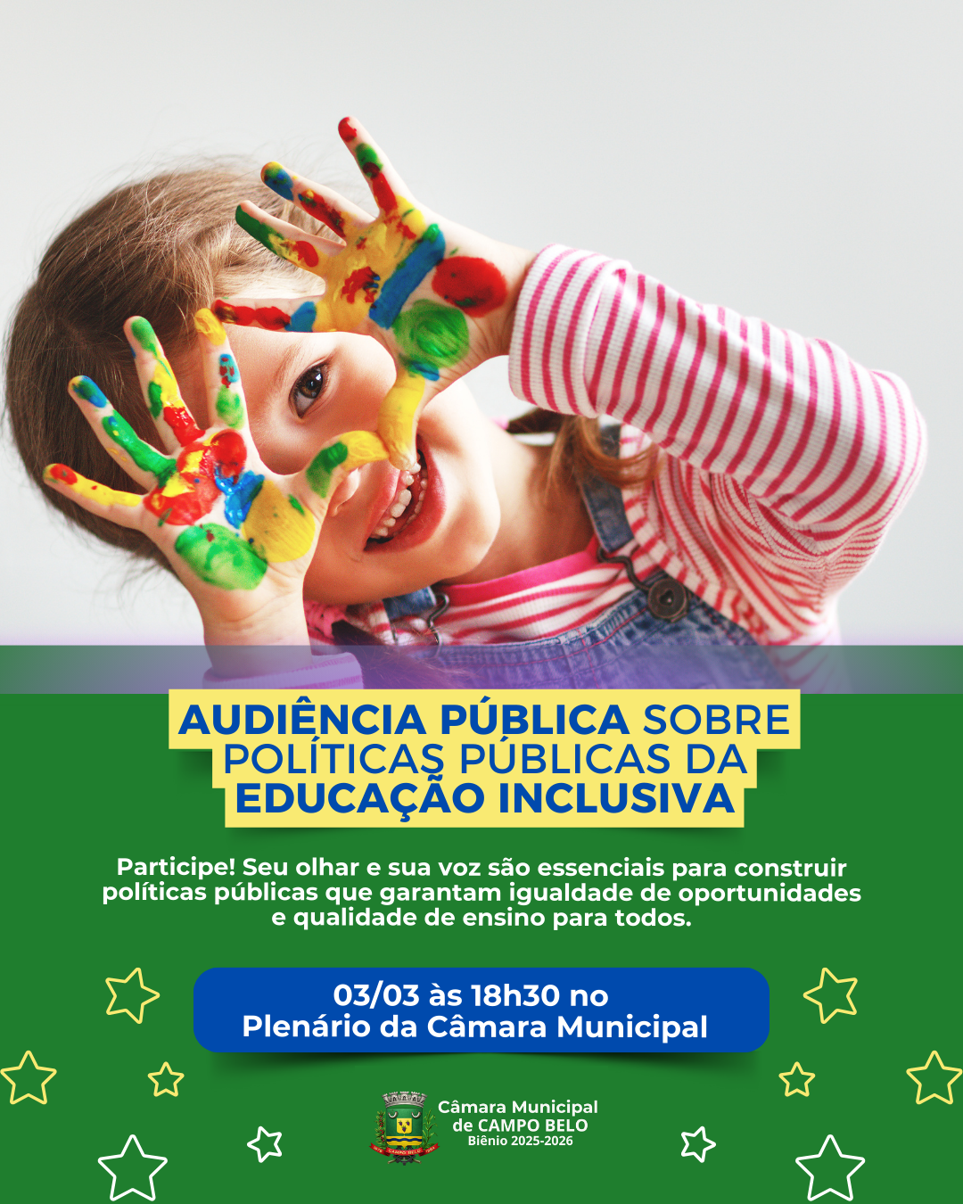 Câmara Municipal de Campo Belo realizará Audiência Pública sobre Políticas Públicas da Educação Inclusiva