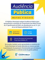 Câmara Municipal promove Audiência Pública para apresentação das Metas Fiscais do 3º Quadrimestre de 2025